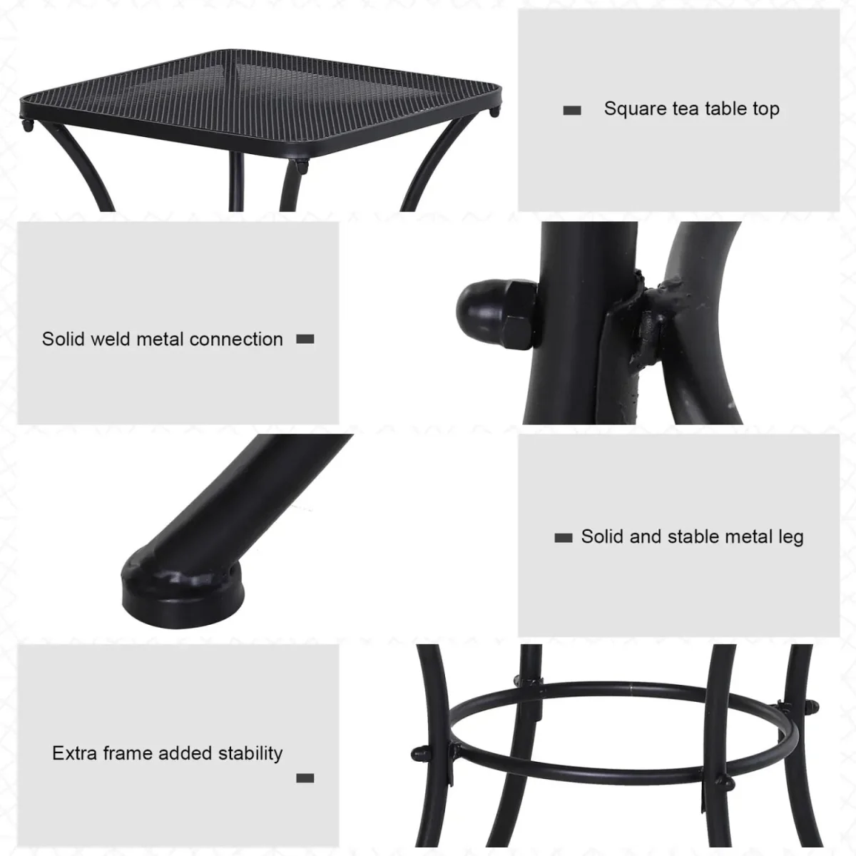 Aritte Metal Black Square Outdoor Bistro Table 45 x 45 x 50 cm – image 5
