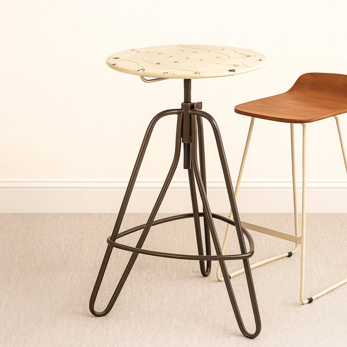 Artisan Cream Metal Bar Table - Cream – image 1