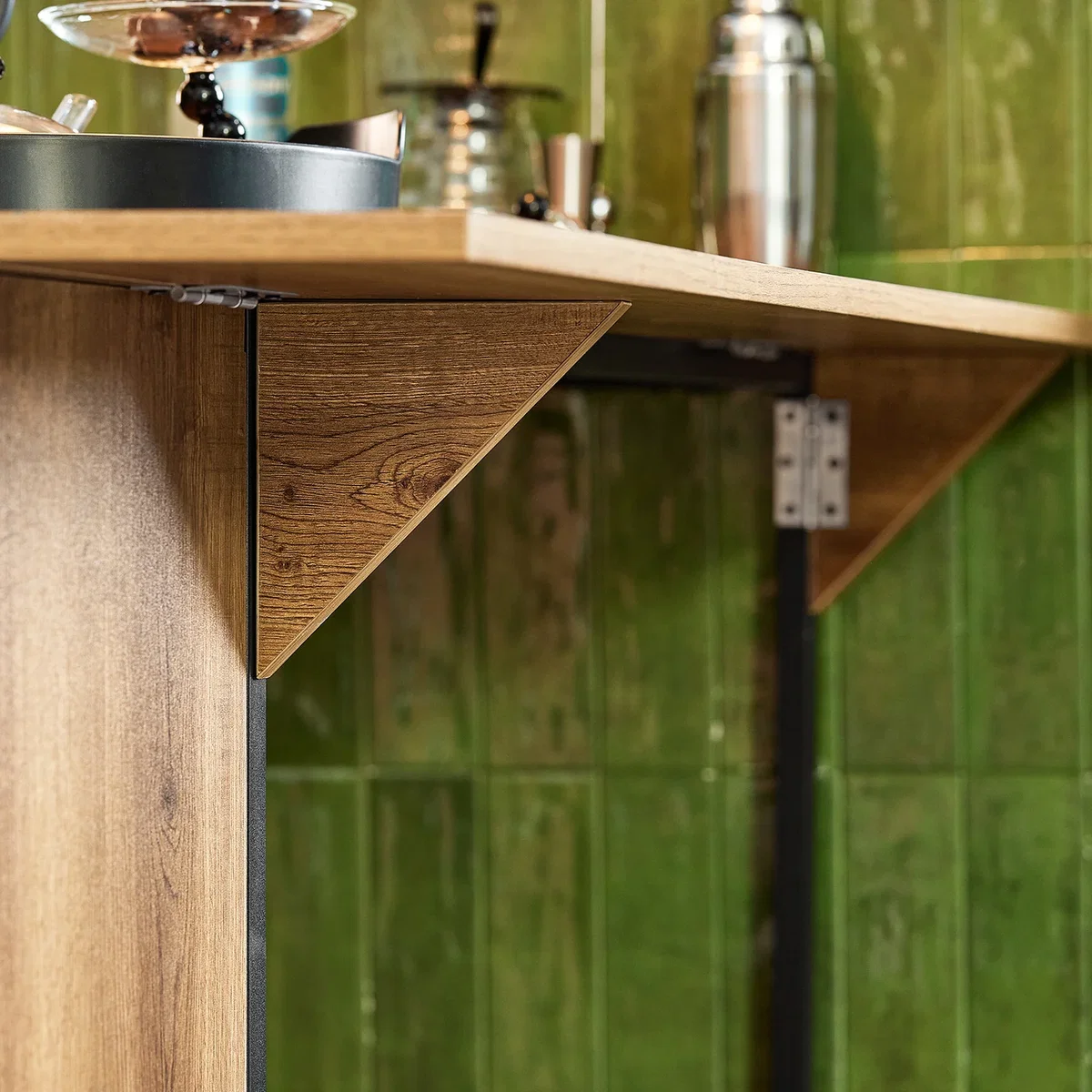 Bar Table with Extendable Top and Storage - Brown - Brown – image 11