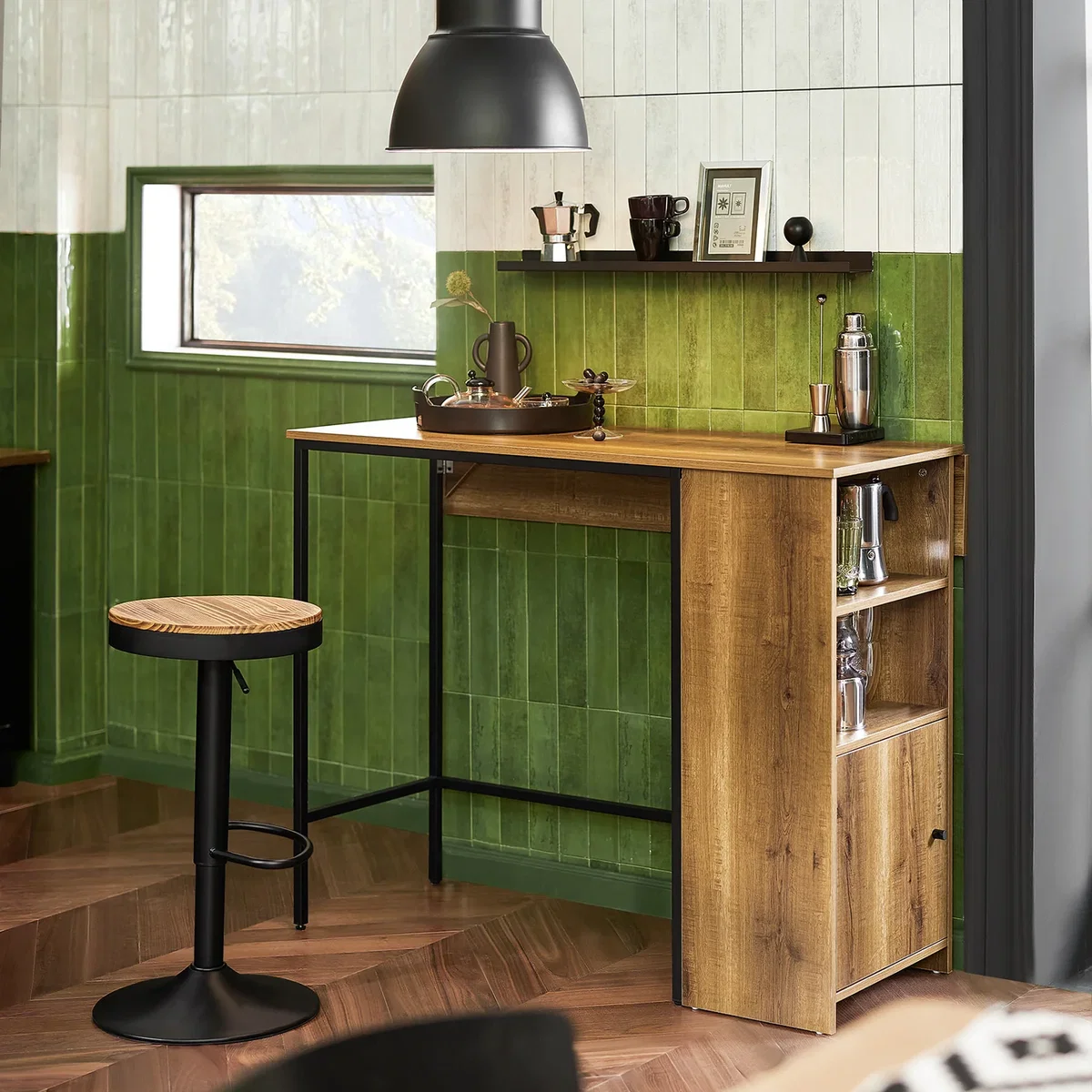 Bar Table with Extendable Top and Storage - Brown - Brown – image 5