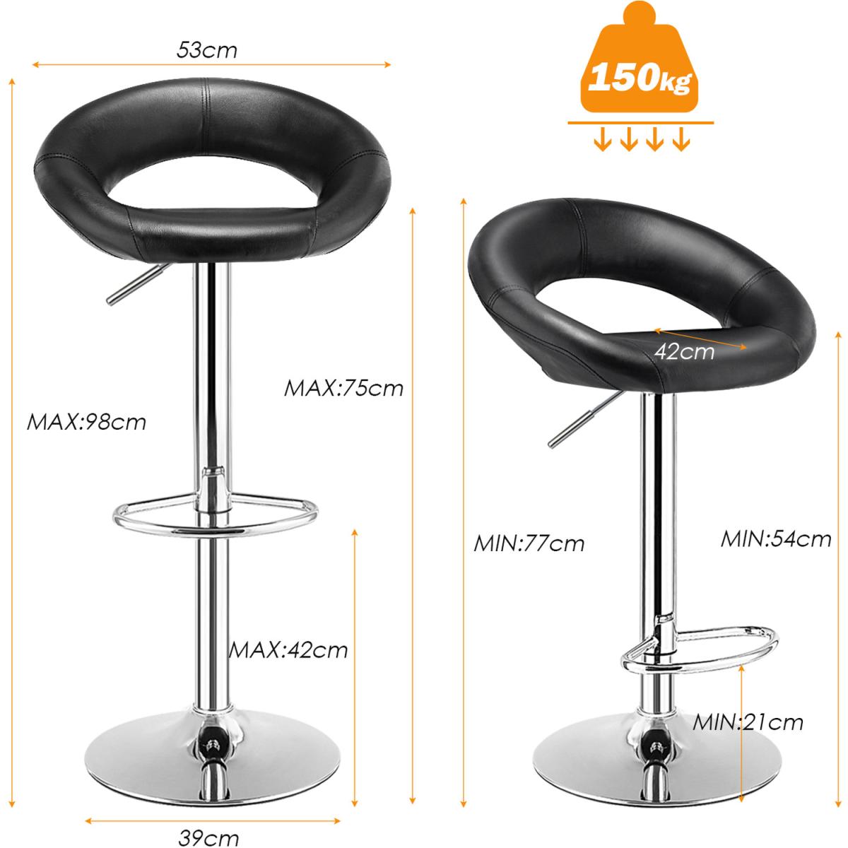Costway Modern Bar Stool Set of 2-Black - Black – image 3