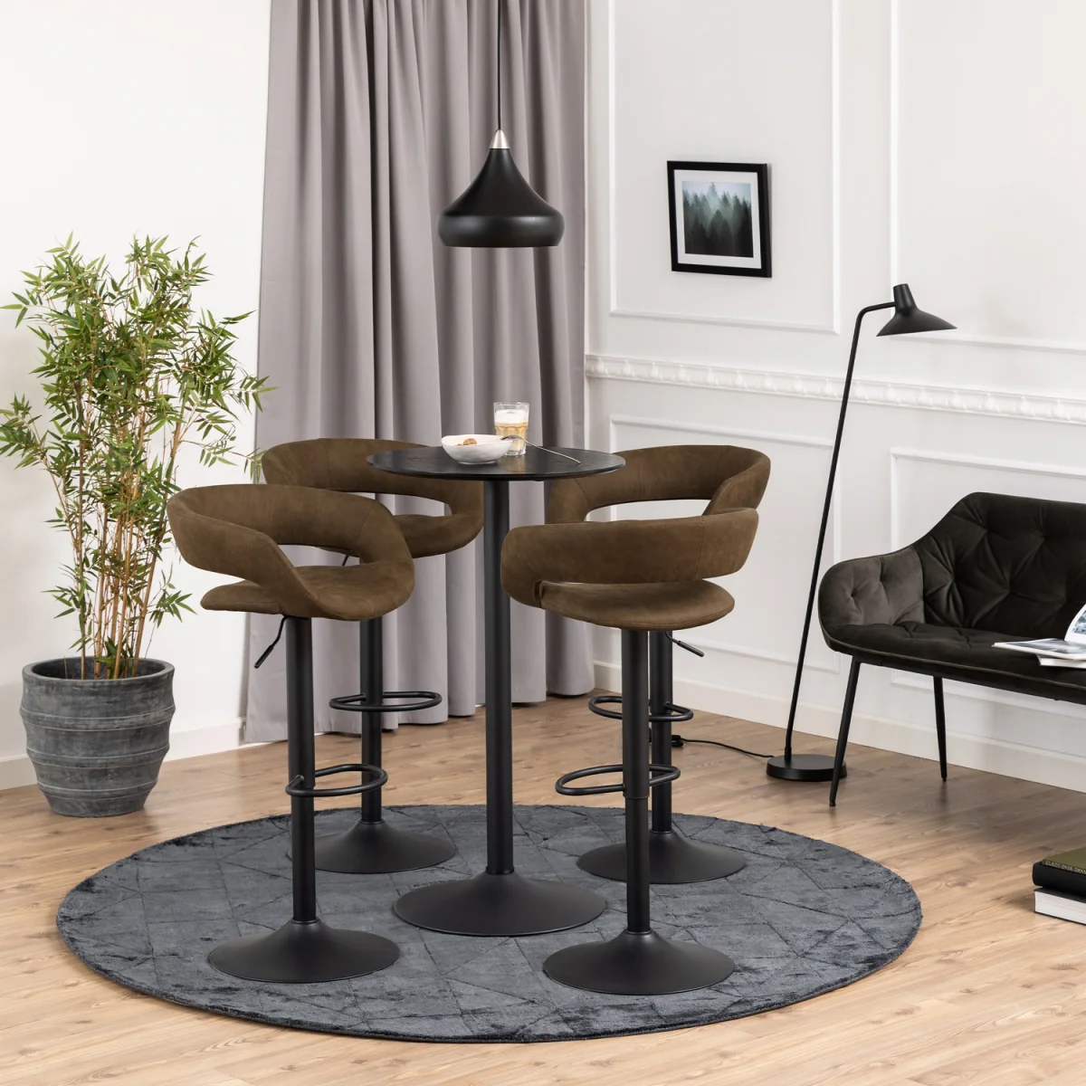 Ibiza Tall Round Bar Table with Black Ash Top and Matt Black Base - Black – image 2