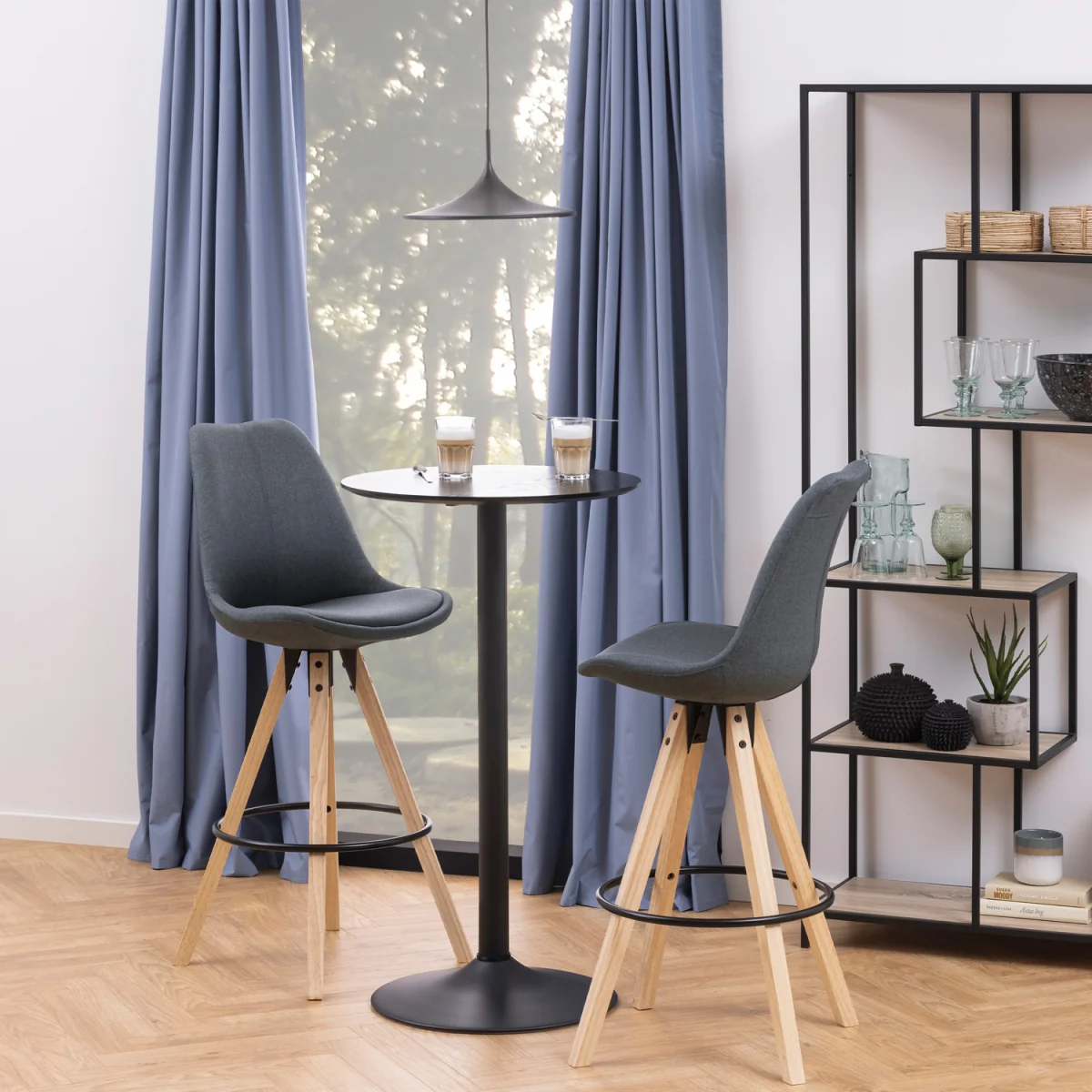 Ibiza Tall Round Bar Table with Black Ash Top and Matt Black Base - Black – image 5