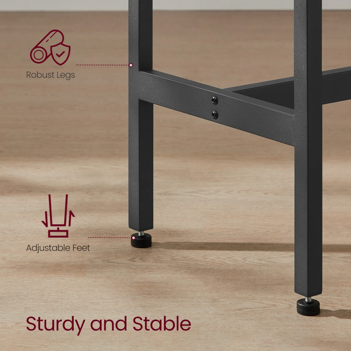 Bar Table, Narrow Breakfast Bar Table with Steel Frame - Black – image 3