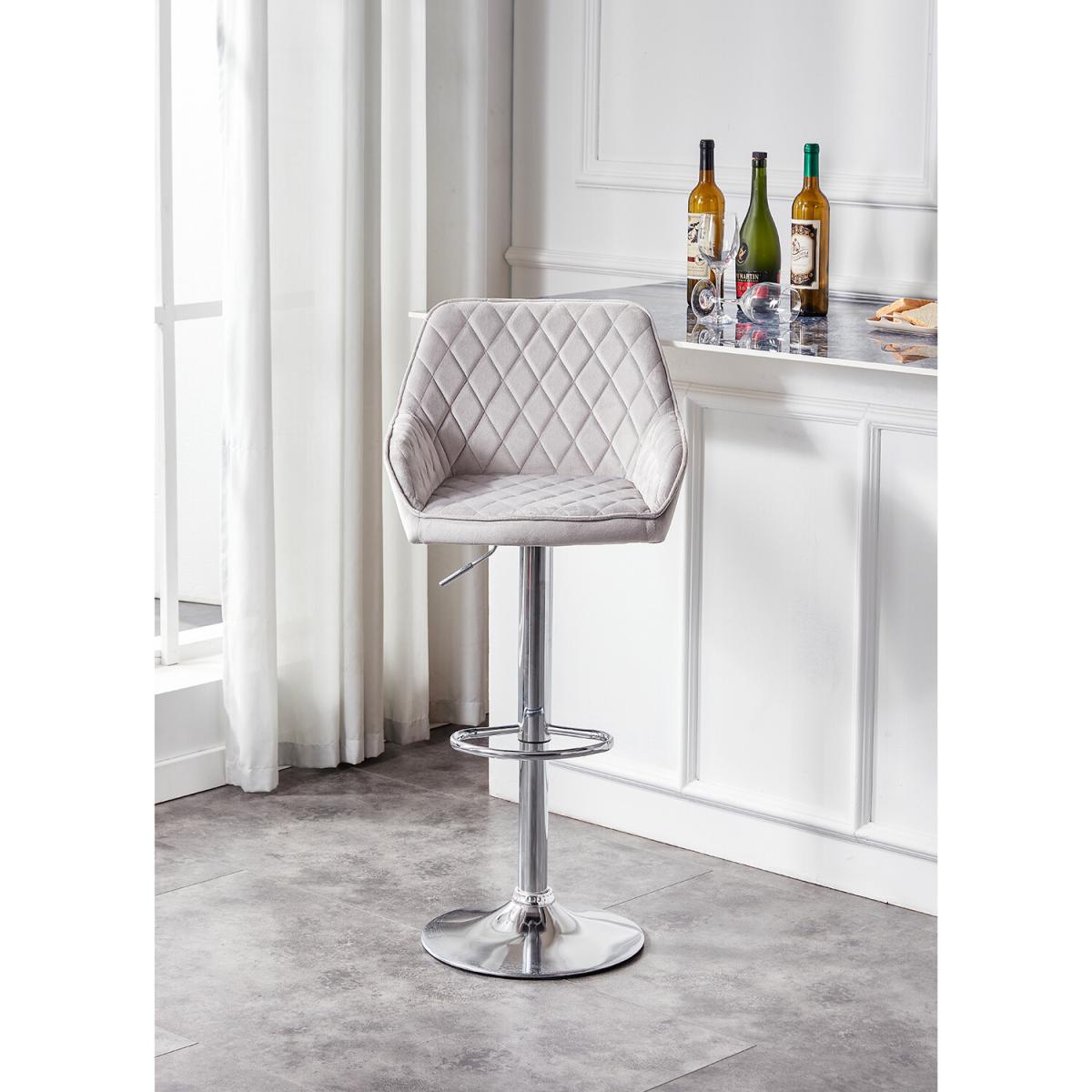 Diamond Stitched Bar Stool - Grey – image 7
