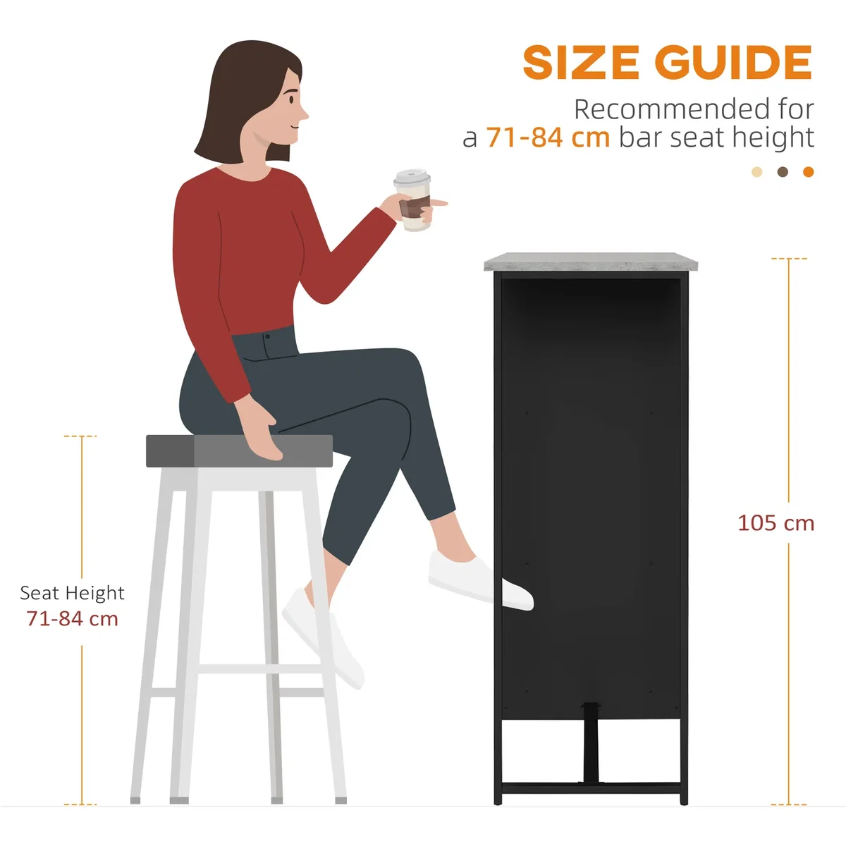 HOMCOM Breakfast Bar Table with 3-Tier Storage Shelf and Wine Rack - Black – image 8