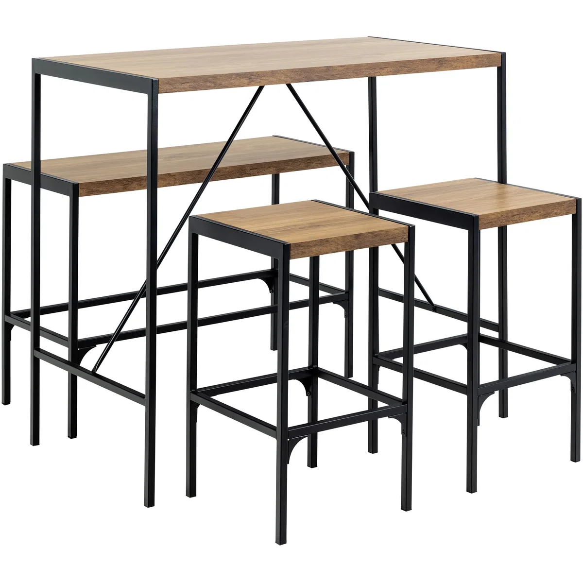Bahamas Bar Table Set in Black and Oak - Black & Oak – image 2