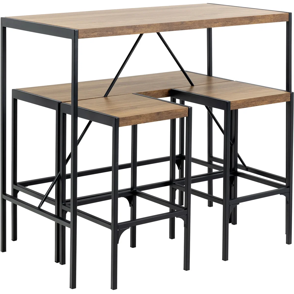 Bahamas Bar Table Set in Black and Oak - Black & Oak – image 4