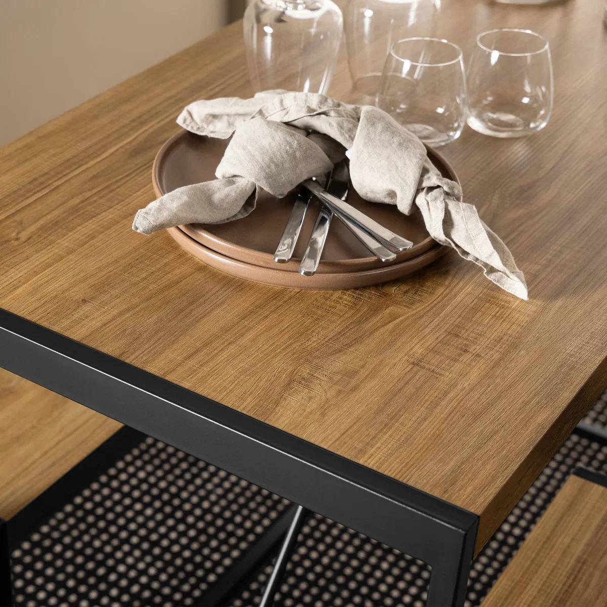 Bahamas Bar Table Set in Black and Oak - Black & Oak – image 5
