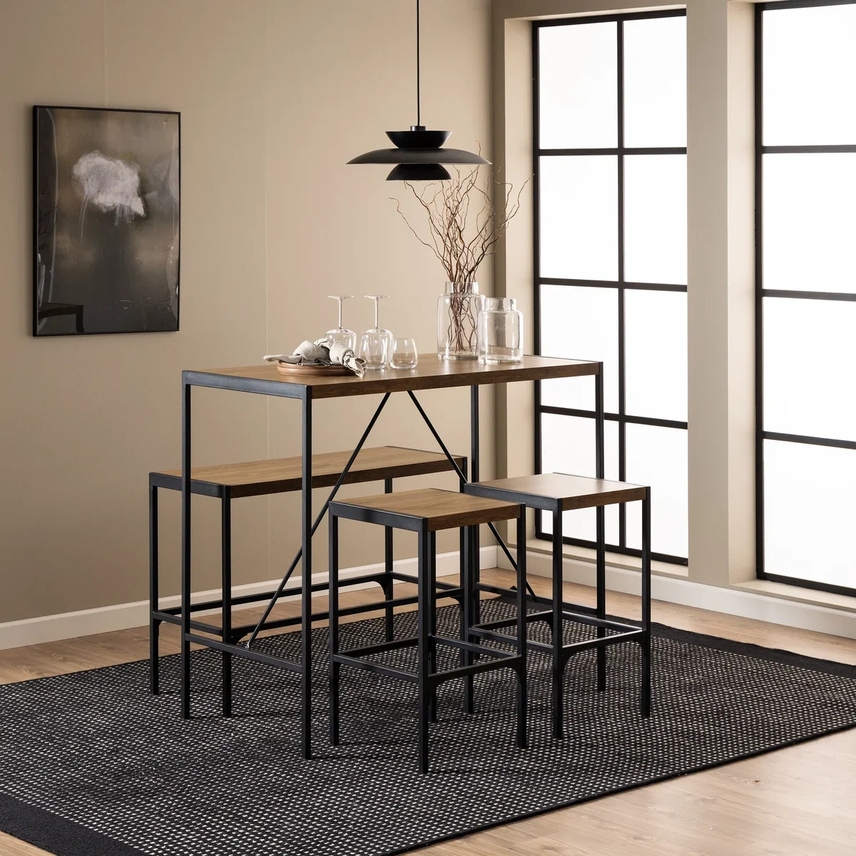 Bahamas Bar Table Set in Black and Oak - Black & Oak – image 1