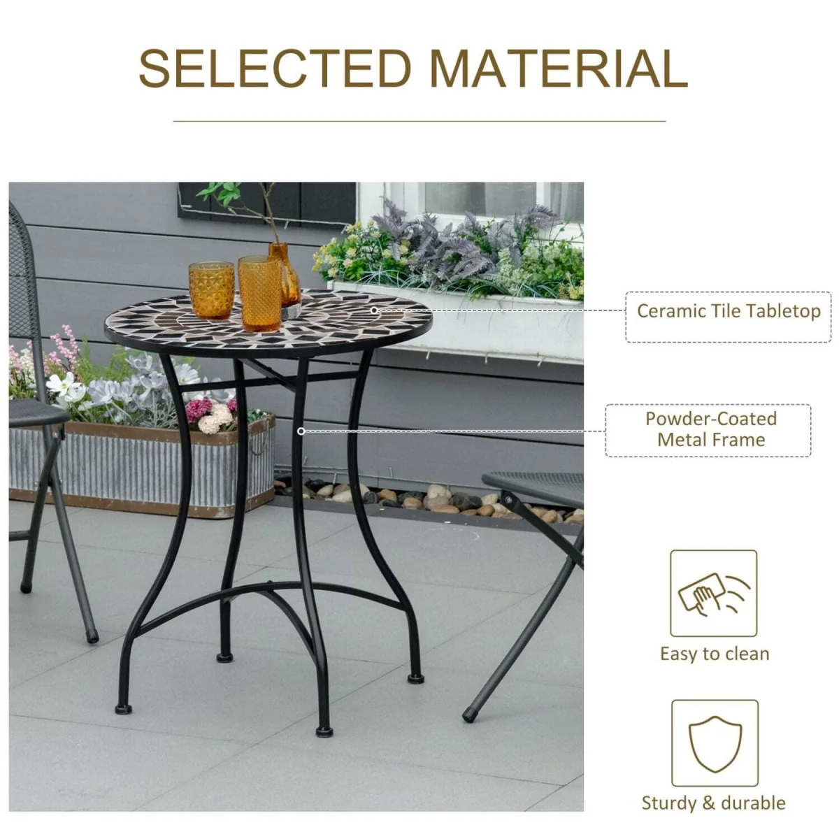 Pamone 60cm Round Mosaic Outdoor Bistro Table – image 4