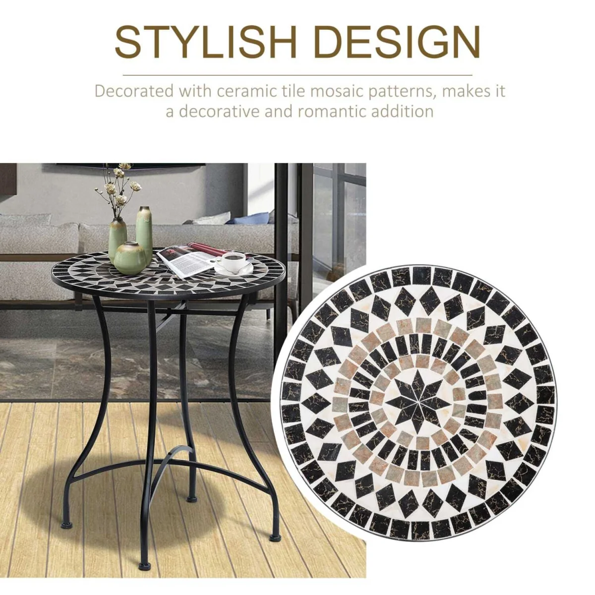 Pamone 60cm Round Mosaic Outdoor Bistro Table – image 5