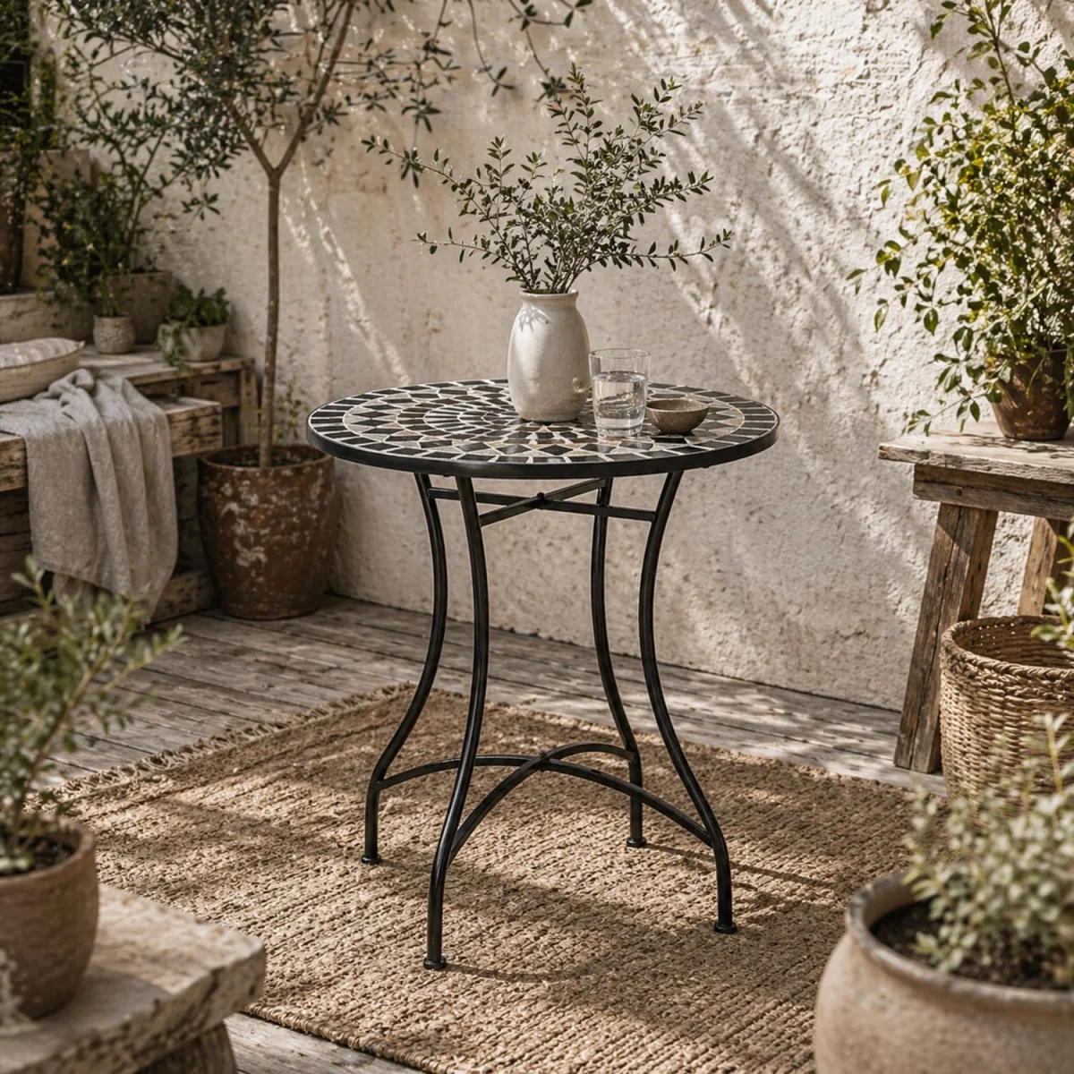 Pamone 60cm Round Mosaic Outdoor Bistro Table – image 1