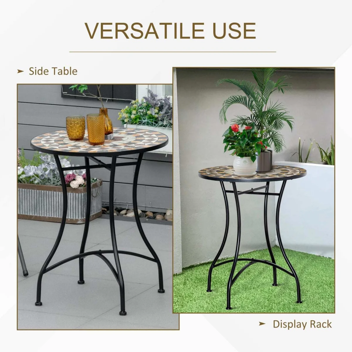 Nabaha Grey Round Mosaic Outdoor Bistro Table – image 6