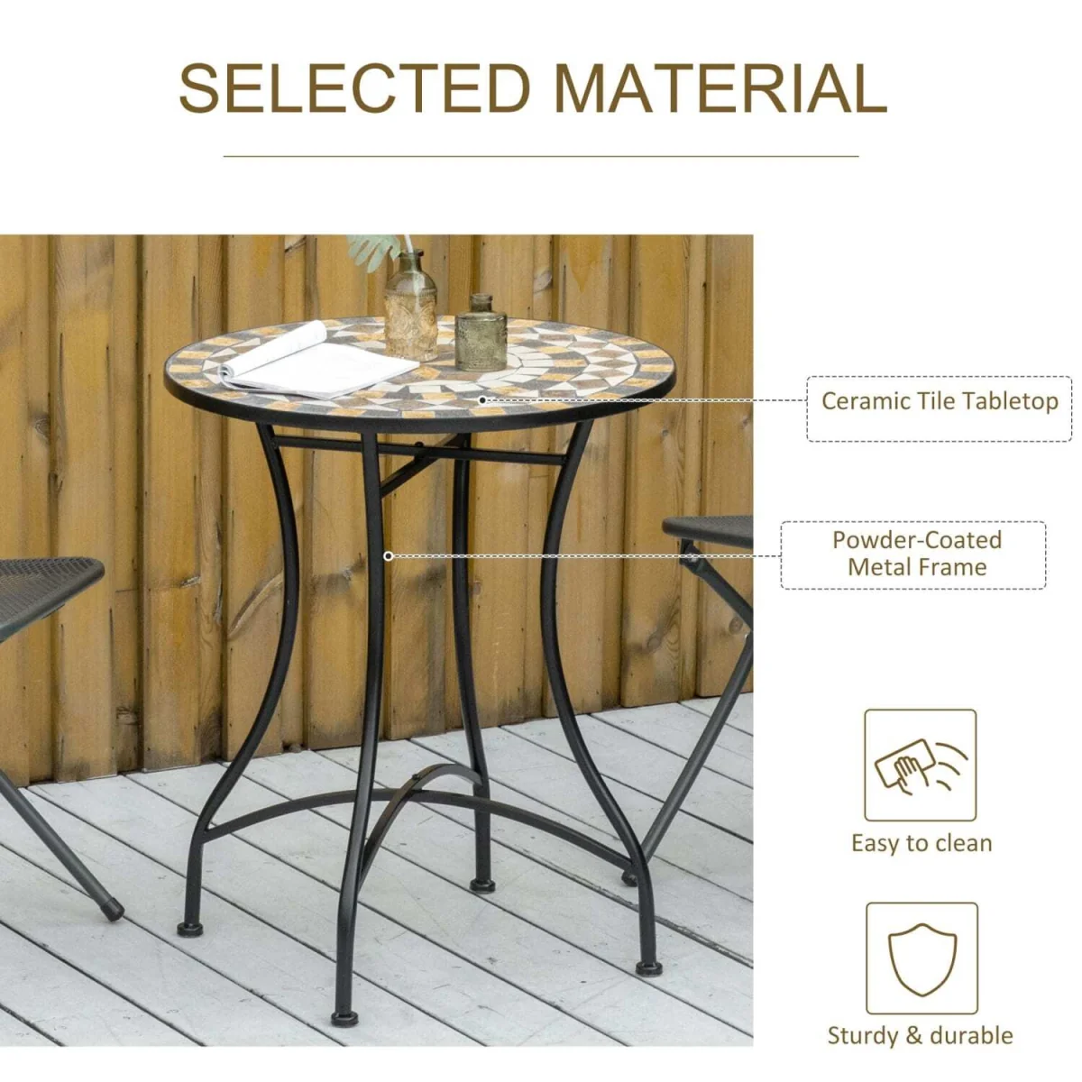 Nabaha Grey Round Mosaic Outdoor Bistro Table – image 7
