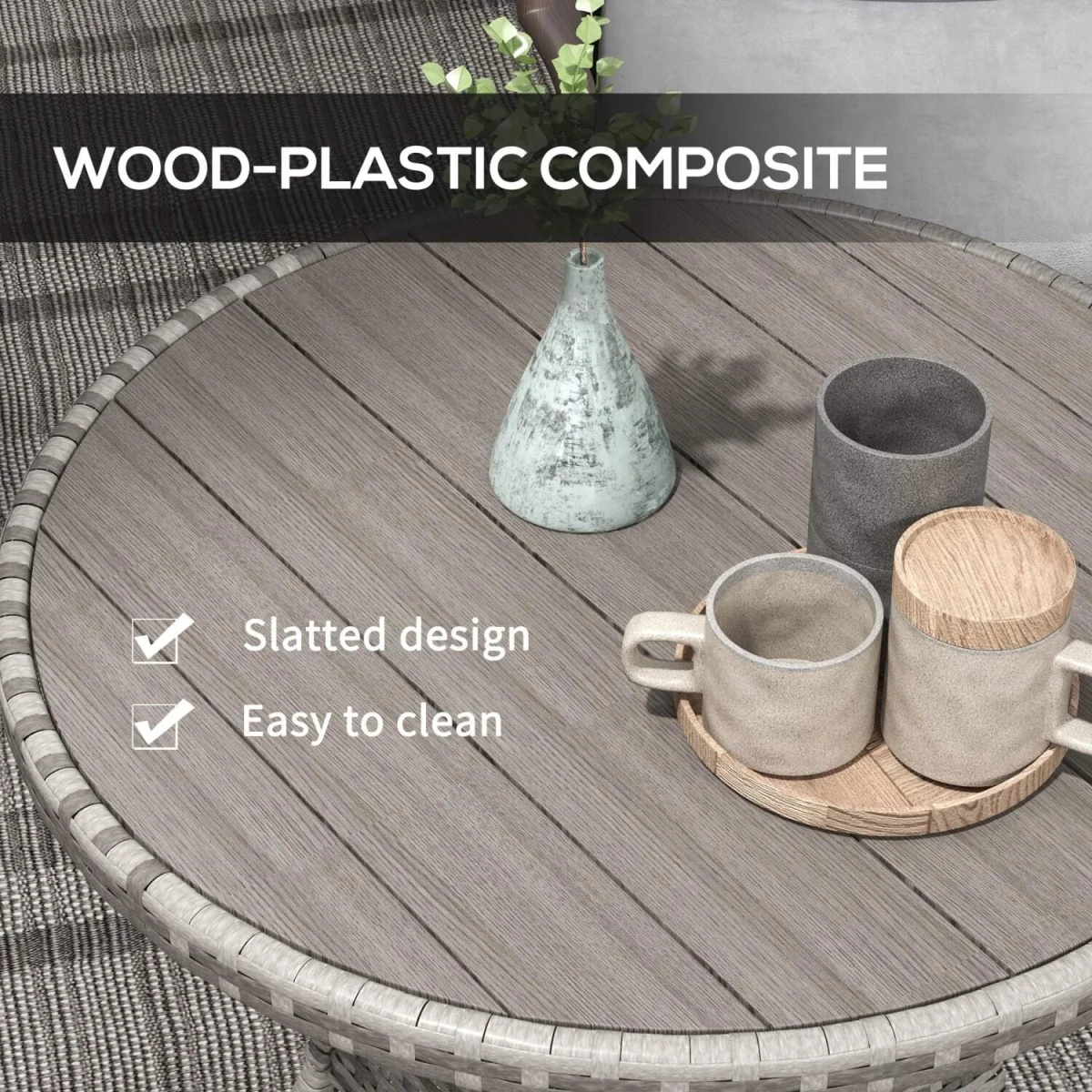 Reso Grey Rattan Outdoor Square Bistro Table – image 2