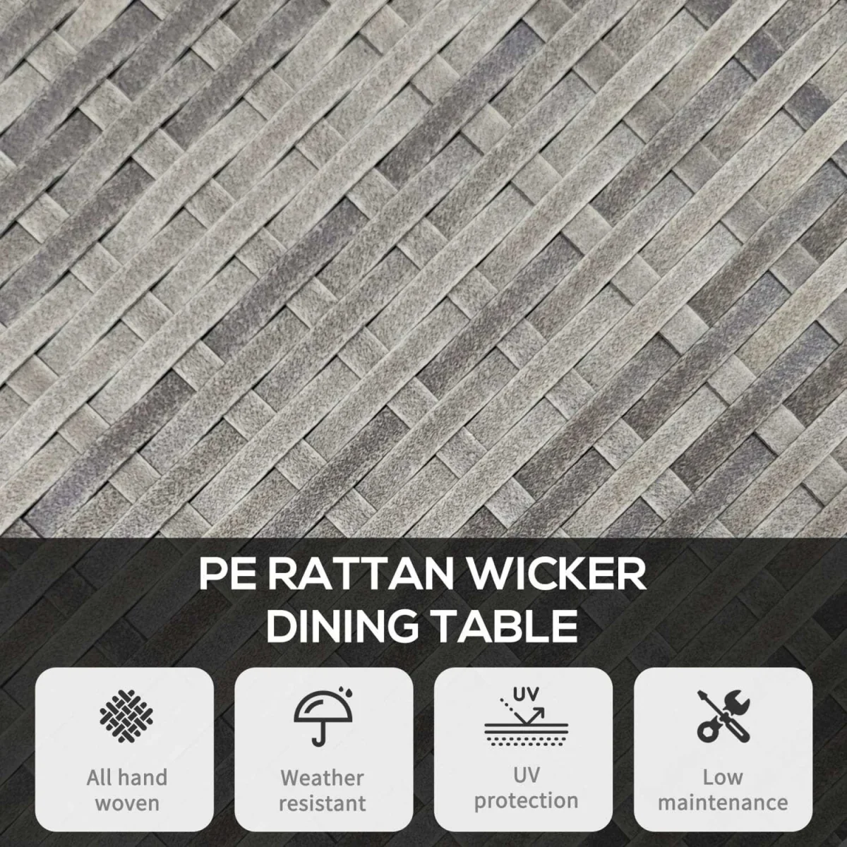 Reso Grey Rattan Outdoor Square Bistro Table – image 5