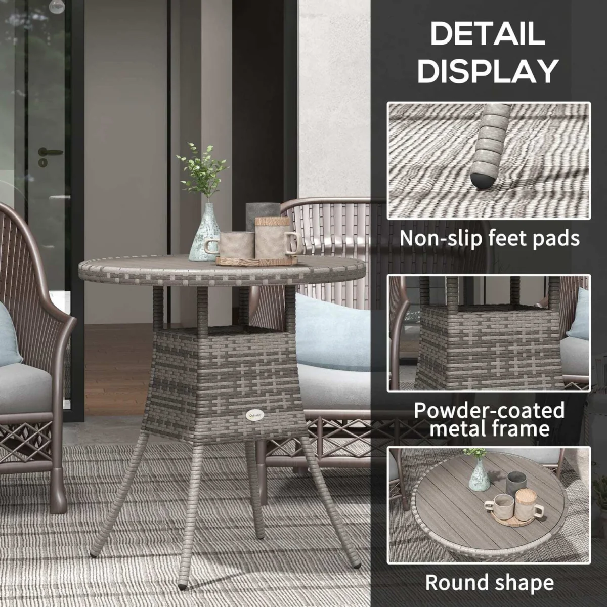 Reso Grey Rattan Outdoor Square Bistro Table – image 6