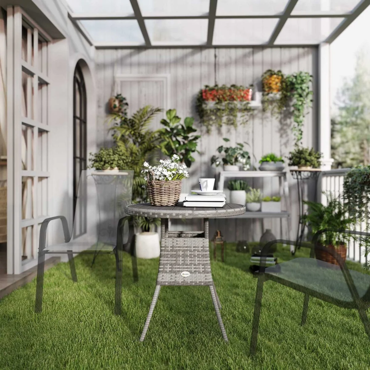 Reso Grey Rattan Outdoor Square Bistro Table – image 7