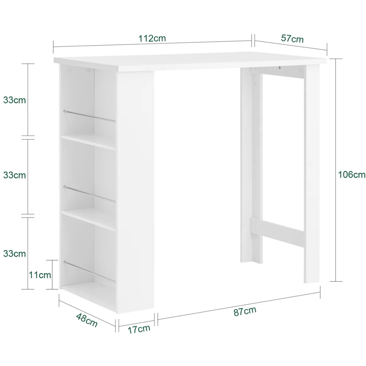SoBuy Kitchen Dining Bar Table - White – image 3