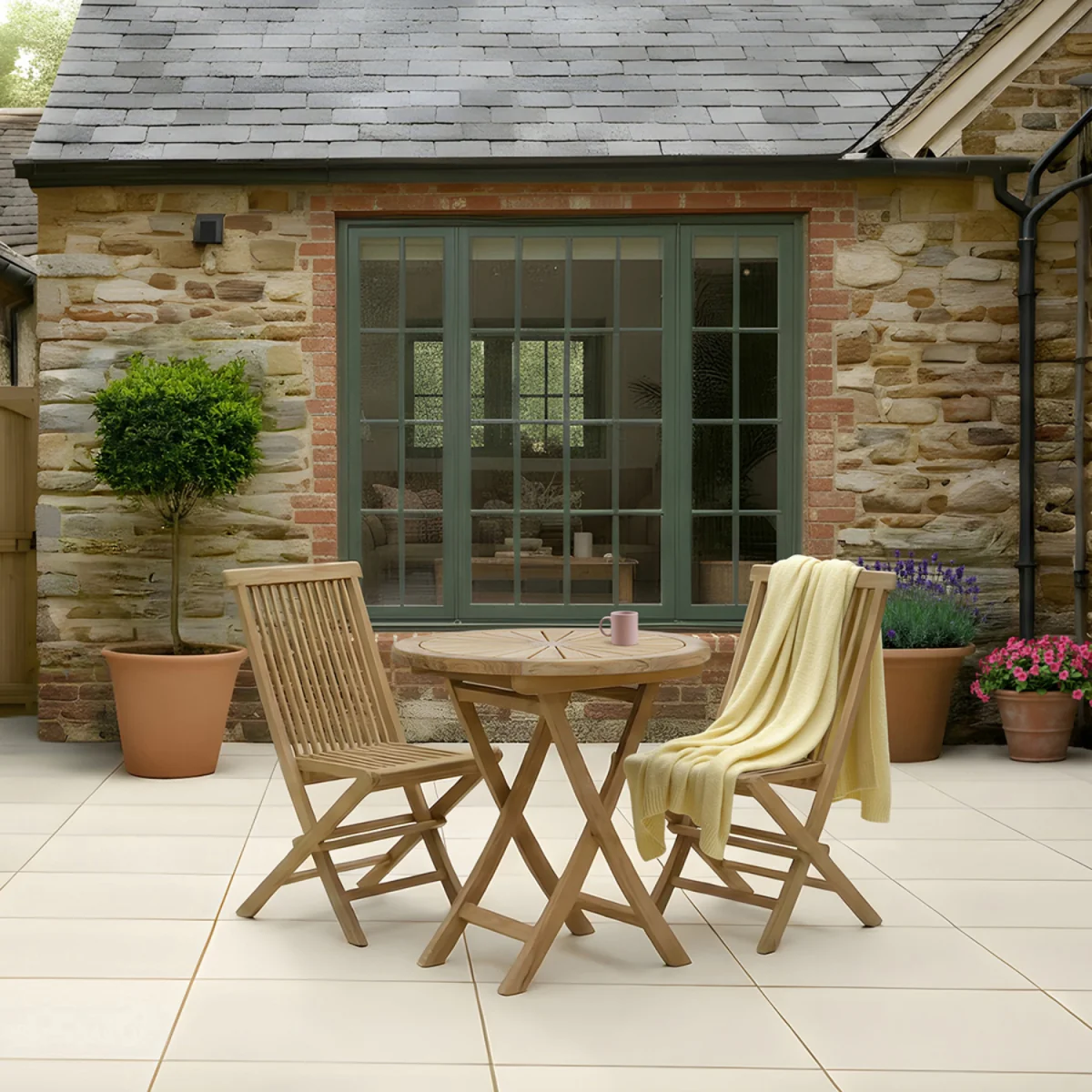 Charles Bentley Teak Folding Bistro Table - Natural Teak