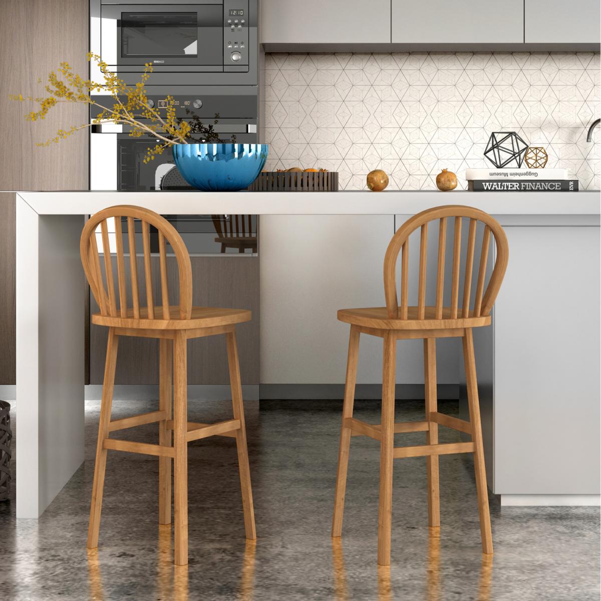 Costway Bar Stool Set of 2-Natural - Natural – image 2