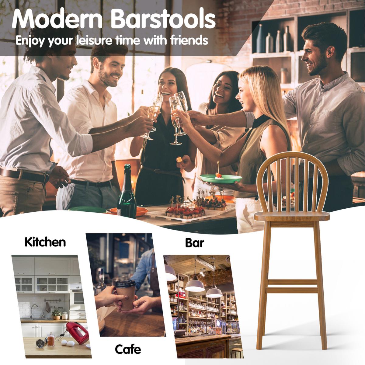 Costway Bar Stool Set of 2-Natural - Natural – image 5
