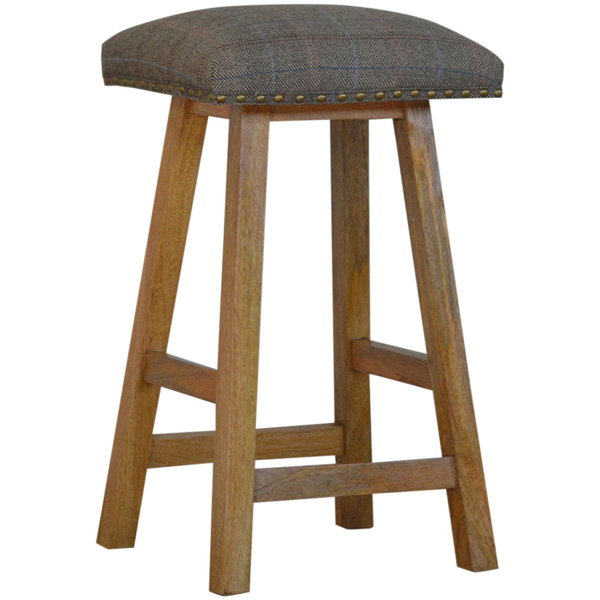 Multi Tweed Bar Stool - Mango Wood – image 2