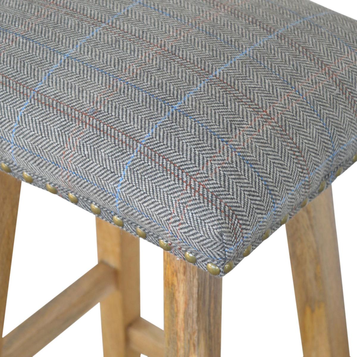 Multi Tweed Bar Stool - Mango Wood – image 3