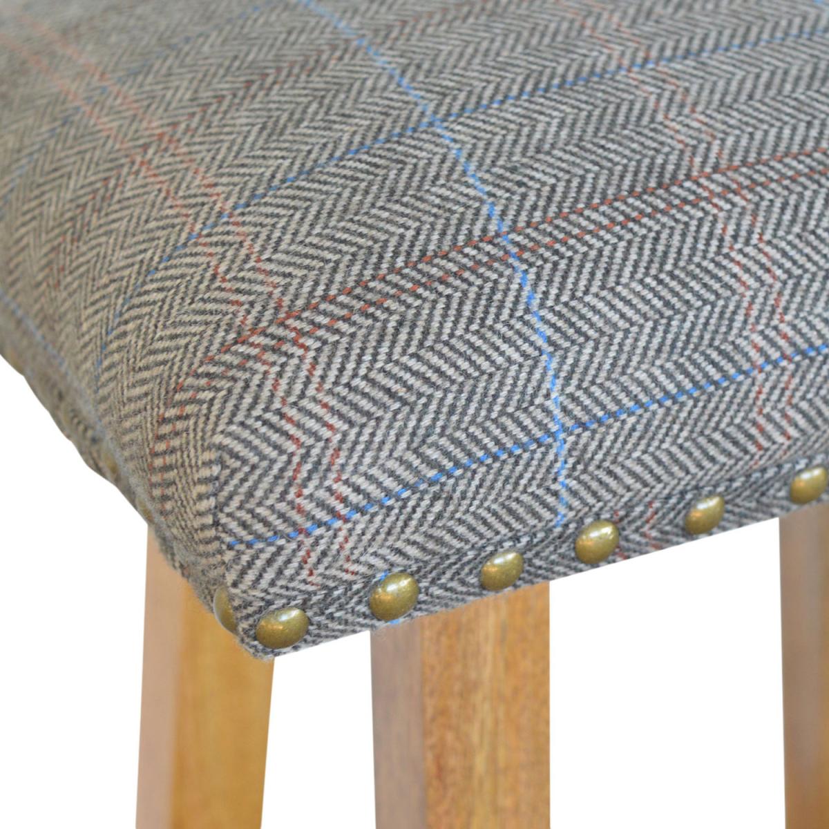 Multi Tweed Bar Stool - Mango Wood – image 4