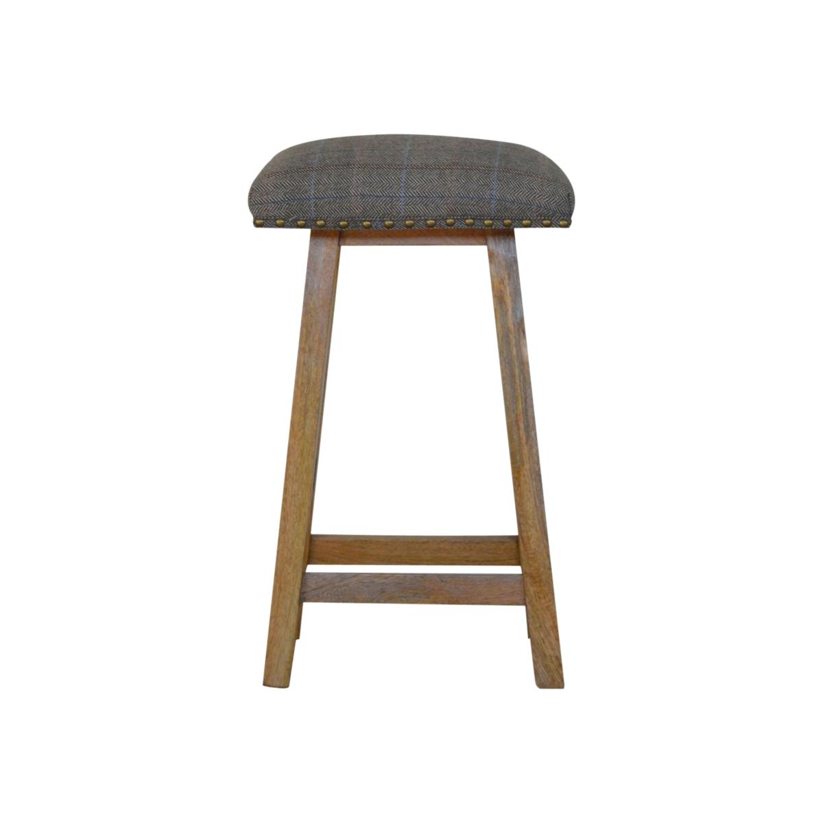 Multi Tweed Bar Stool - Mango Wood – image 1