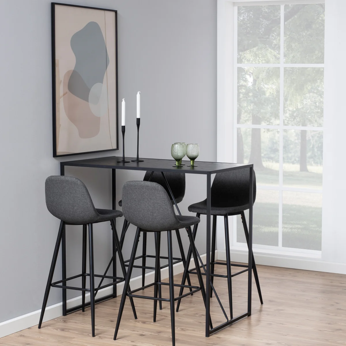 Seaford Black Metal Bar Table with Black Ash Top - Black – image 4