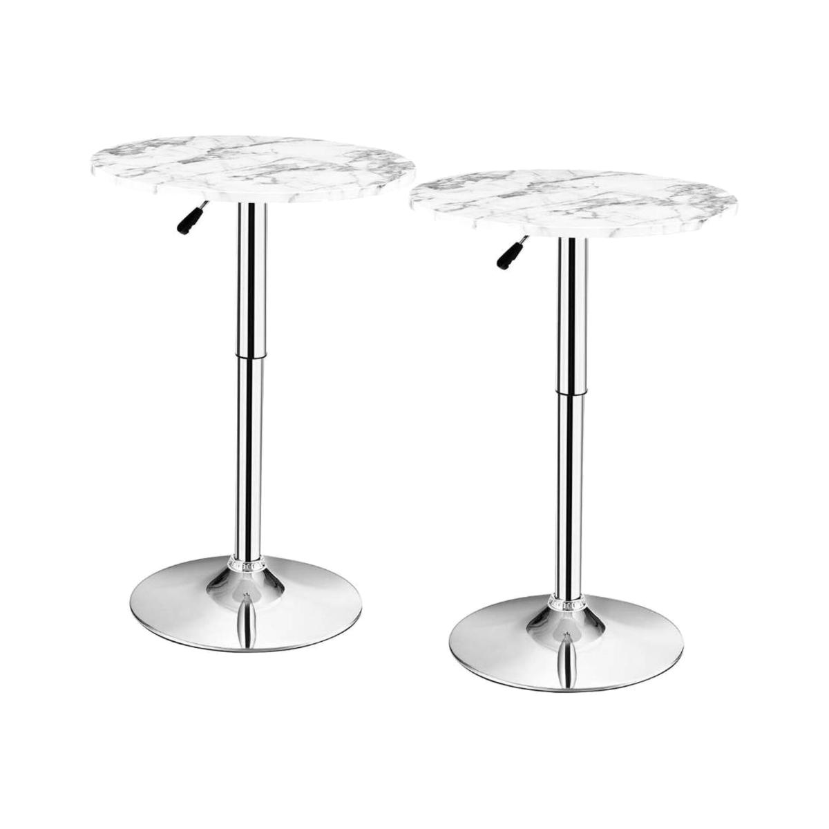 Set of 2 Round Cocktail Table Counter Height Table - White