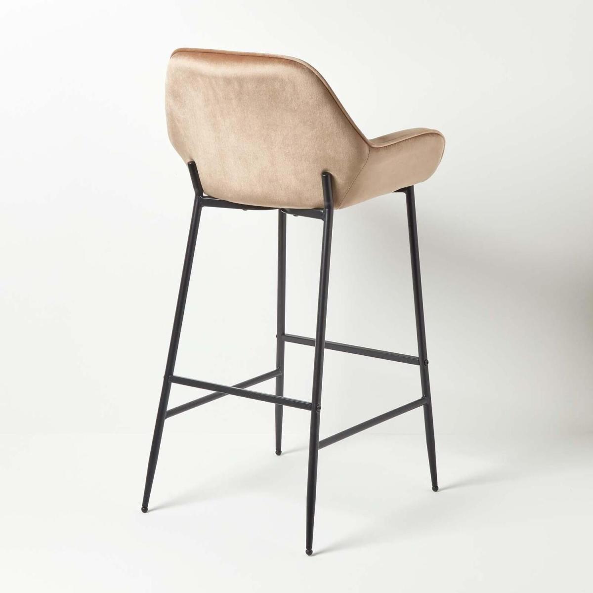 Eton Velvet Bar Stool Chair with Backrest - Champagne – image 3