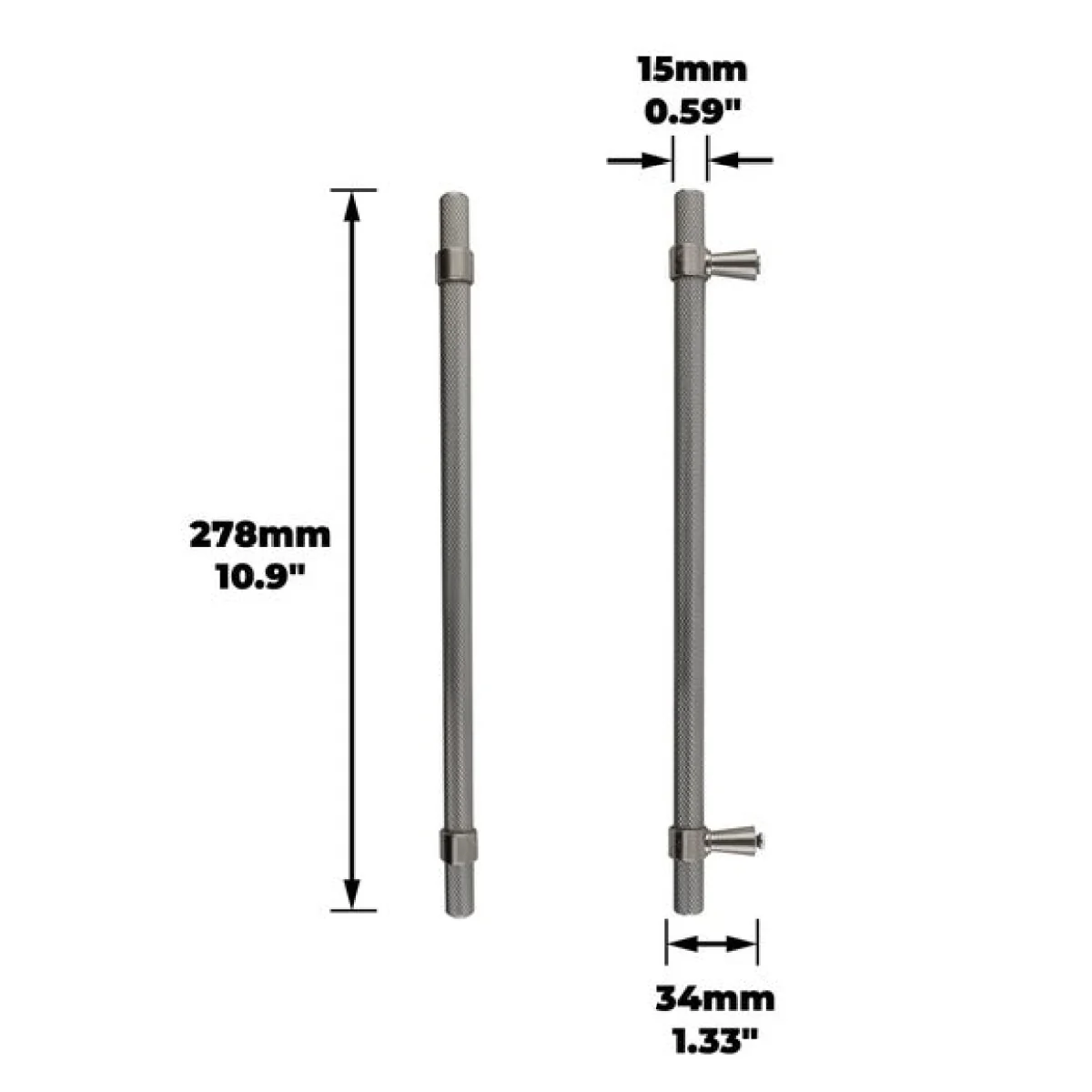 Set of 2 Knurled T Bar Cabinet Handles – image 4