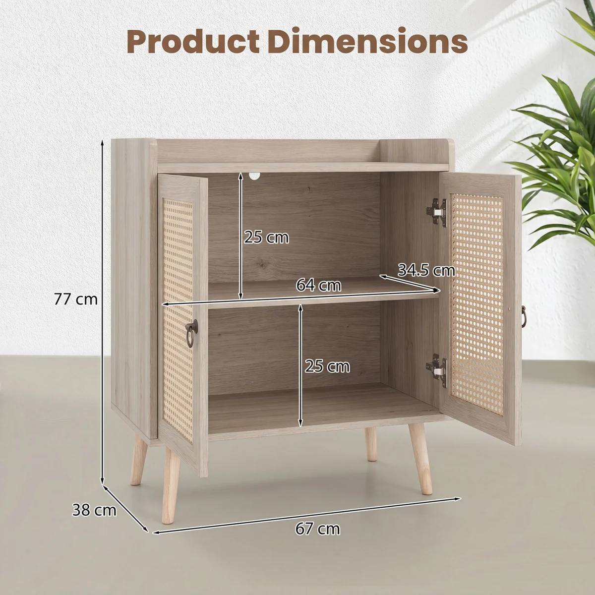 Rattan Coffee Bar Cabinet - Brown – image 3