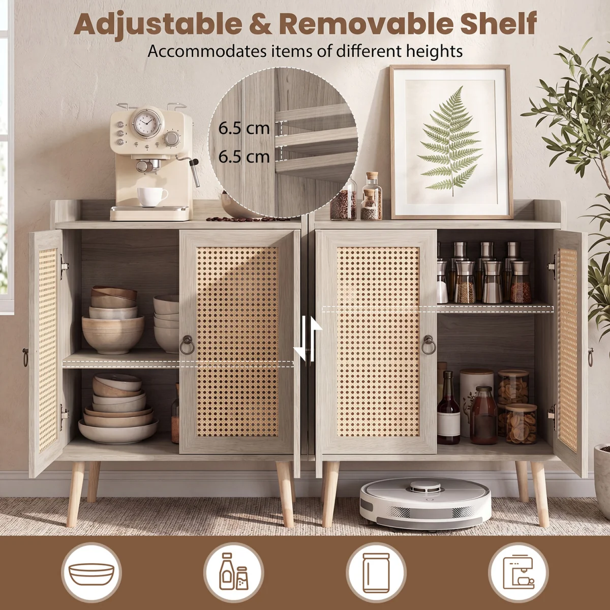 Rattan Coffee Bar Cabinet - Brown – image 5