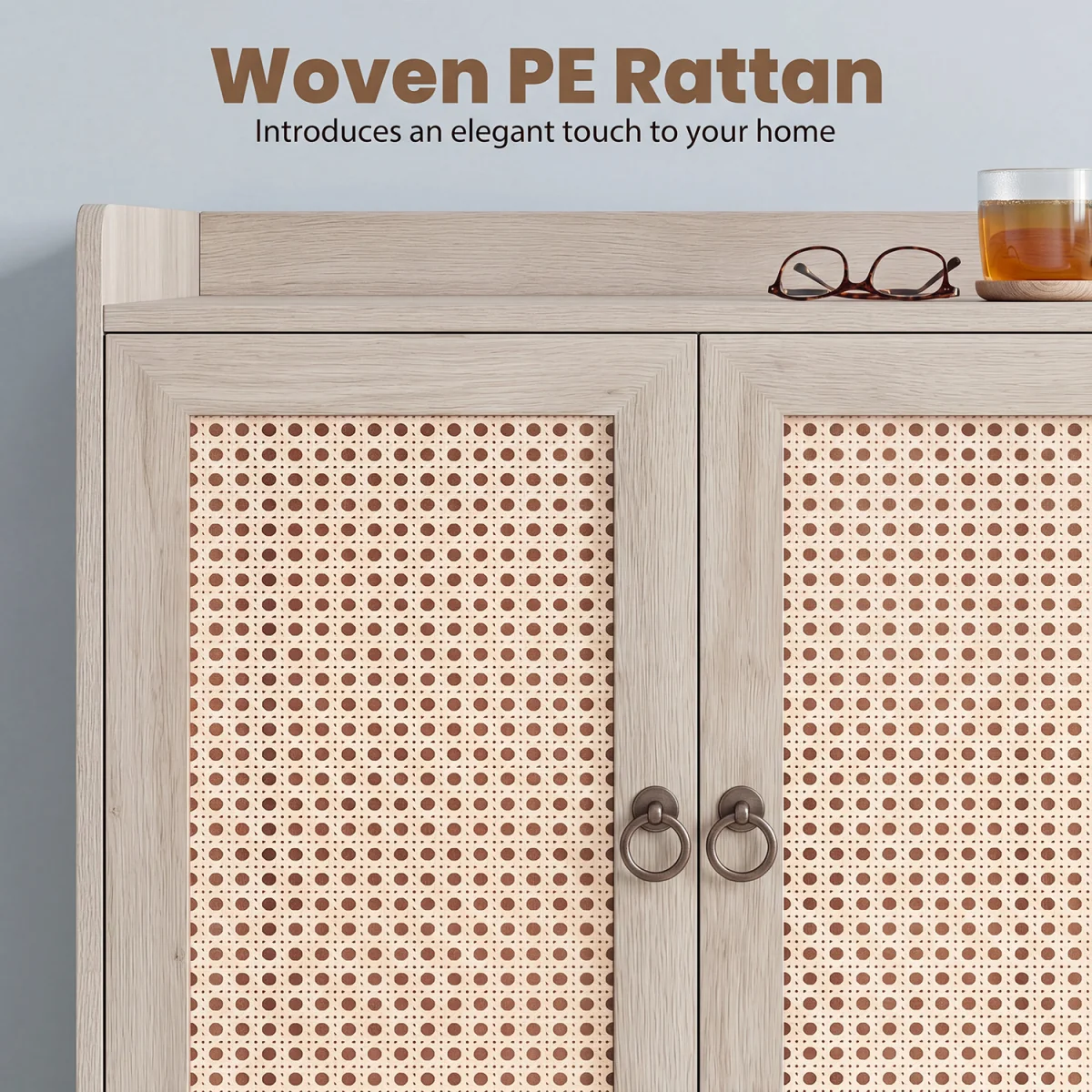 Rattan Coffee Bar Cabinet - Brown – image 7