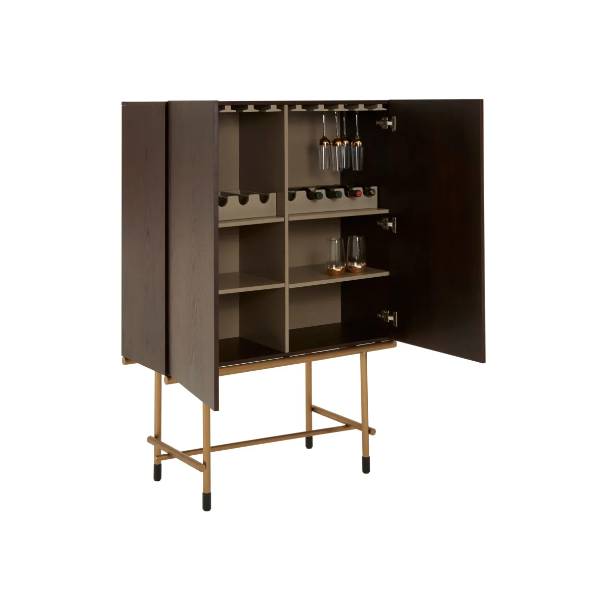 Delta Walnut Veneer Drinks Cabinet - Brown – image 1