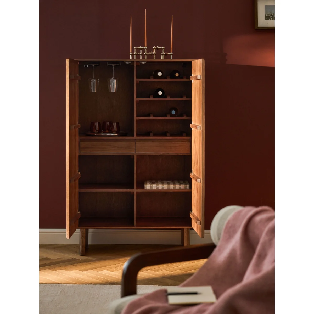 Oak Wood Bar Cabinet Chandler – image 11