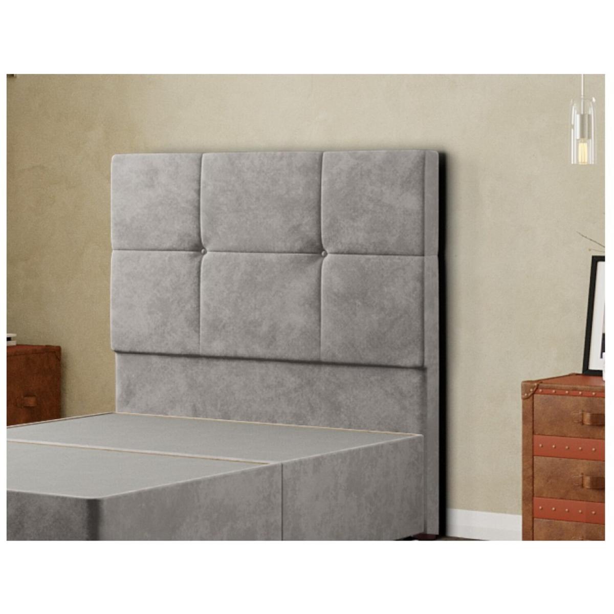 Jacob Headboard Floor Standing Matching Buttons Plush - Silver / Small Double – image 3