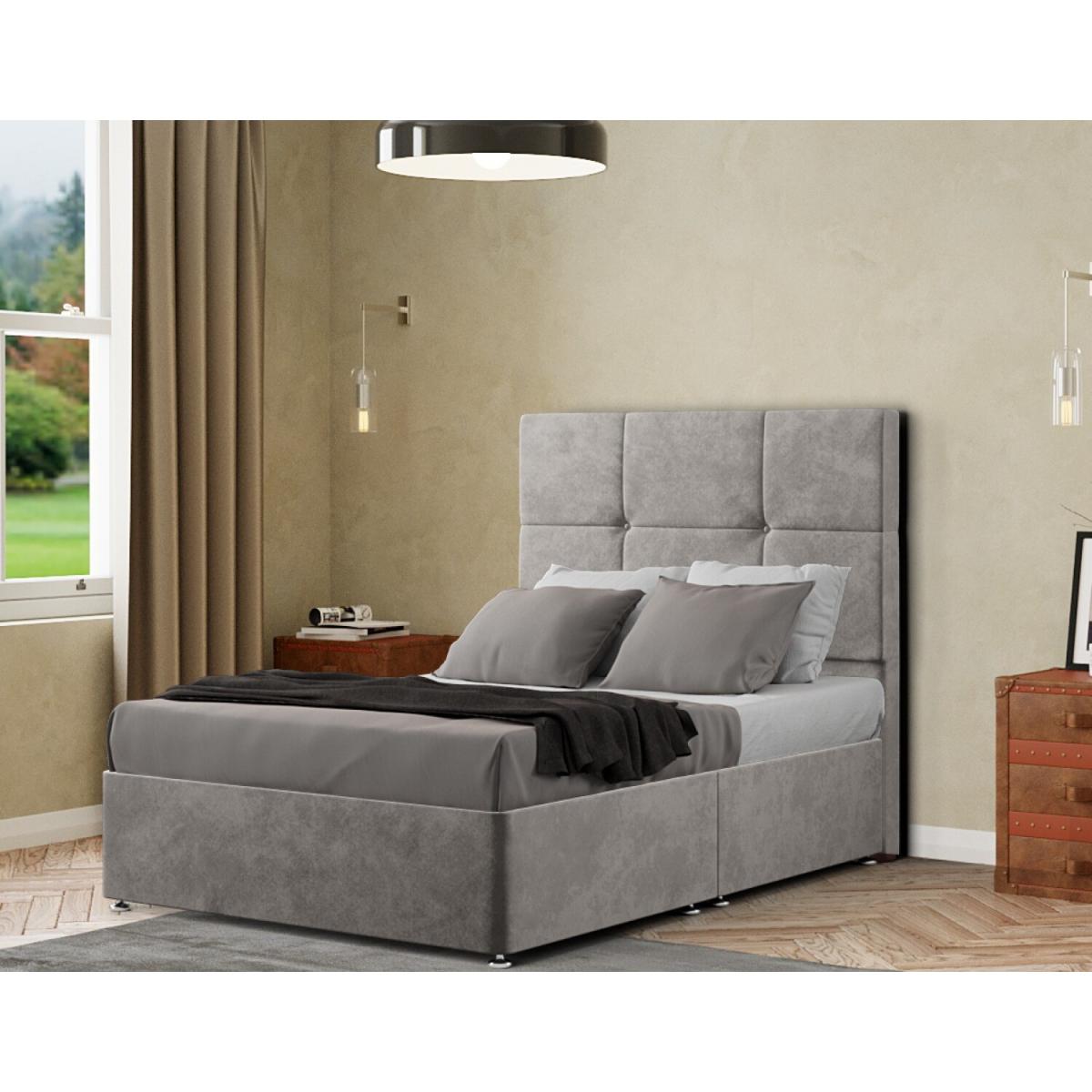 Jacob Headboard Floor Standing Matching Buttons Plush - Silver / Small Double – image 5