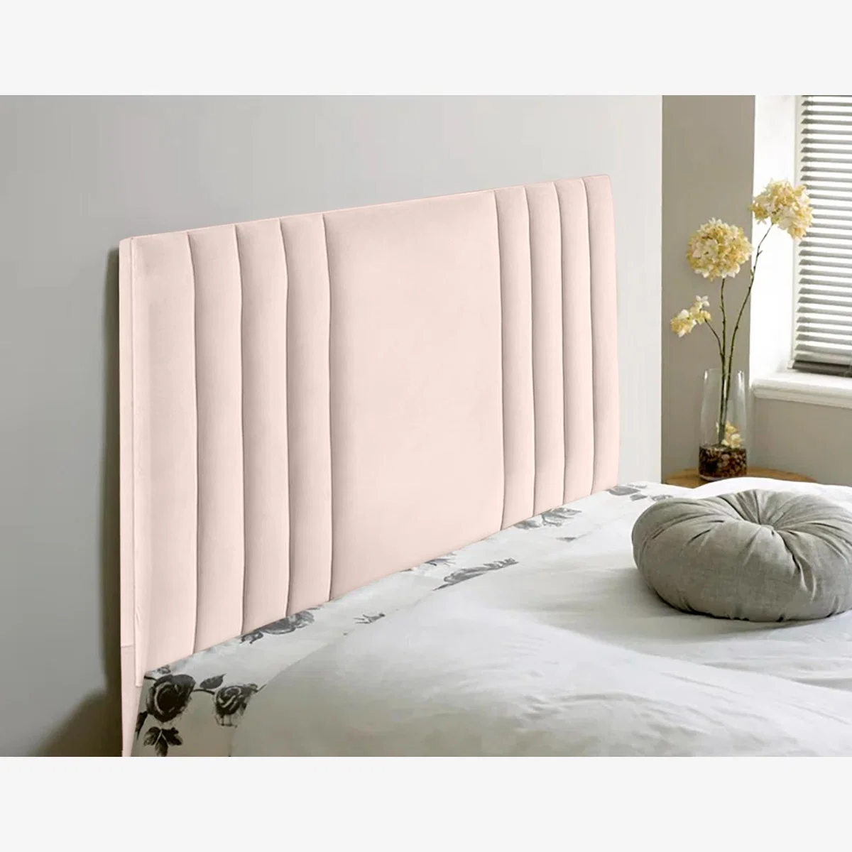 Lewis 54 inch Floorstanding Headboard Plush Velvet - Blush / Small Double