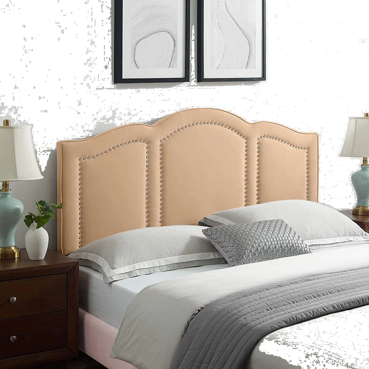 Makis Plush 26 inch Strutted Headboard - Mink / Small Double – image 1