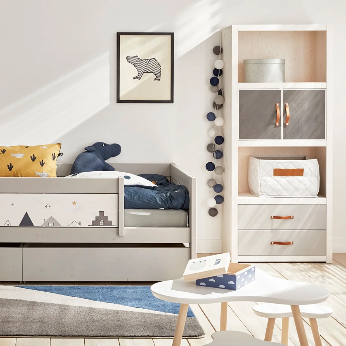 Lifetime Customisable Bookcase in Whitewash - 3 Compartments
