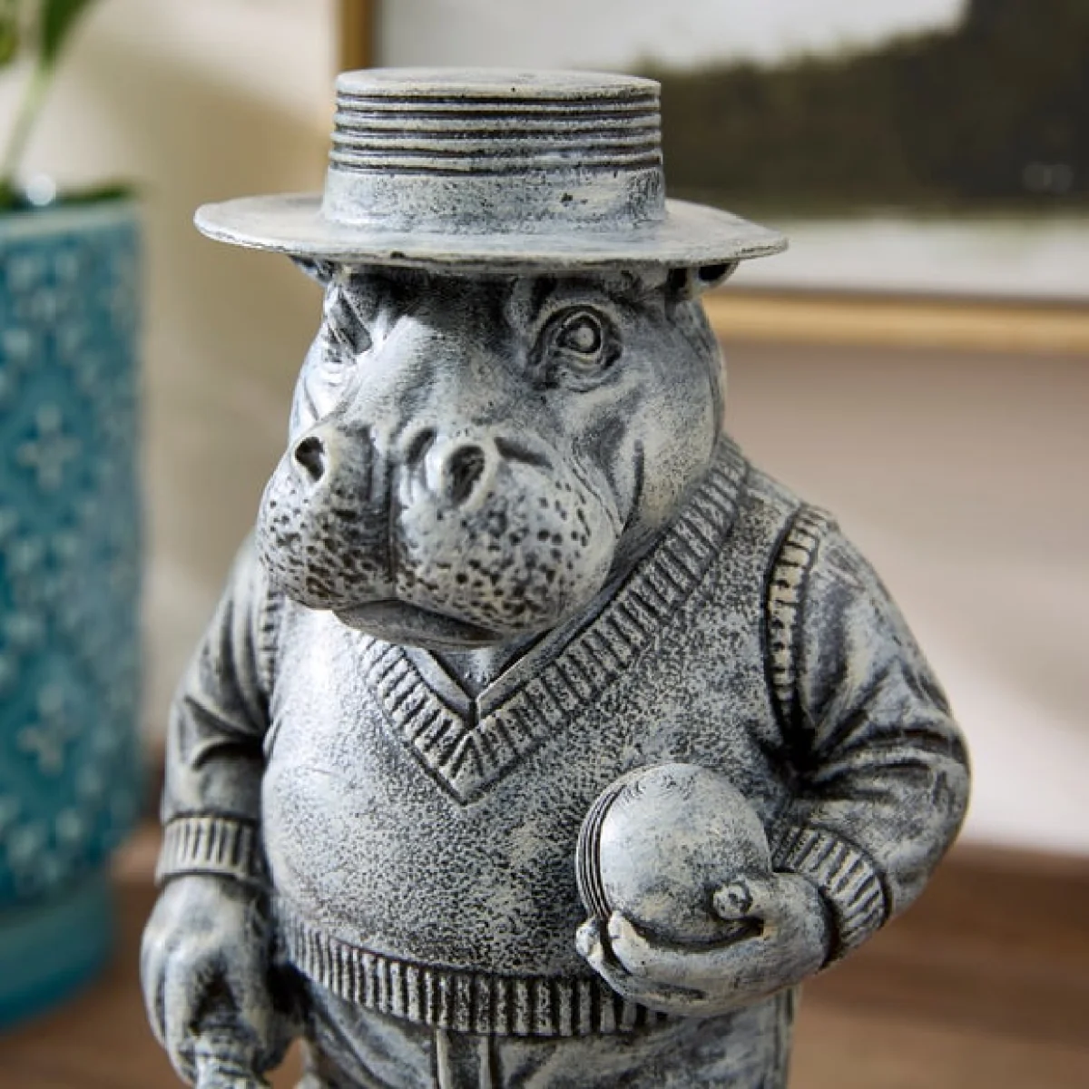 Alan the Sporty Hippo Resin Ornament – image 2