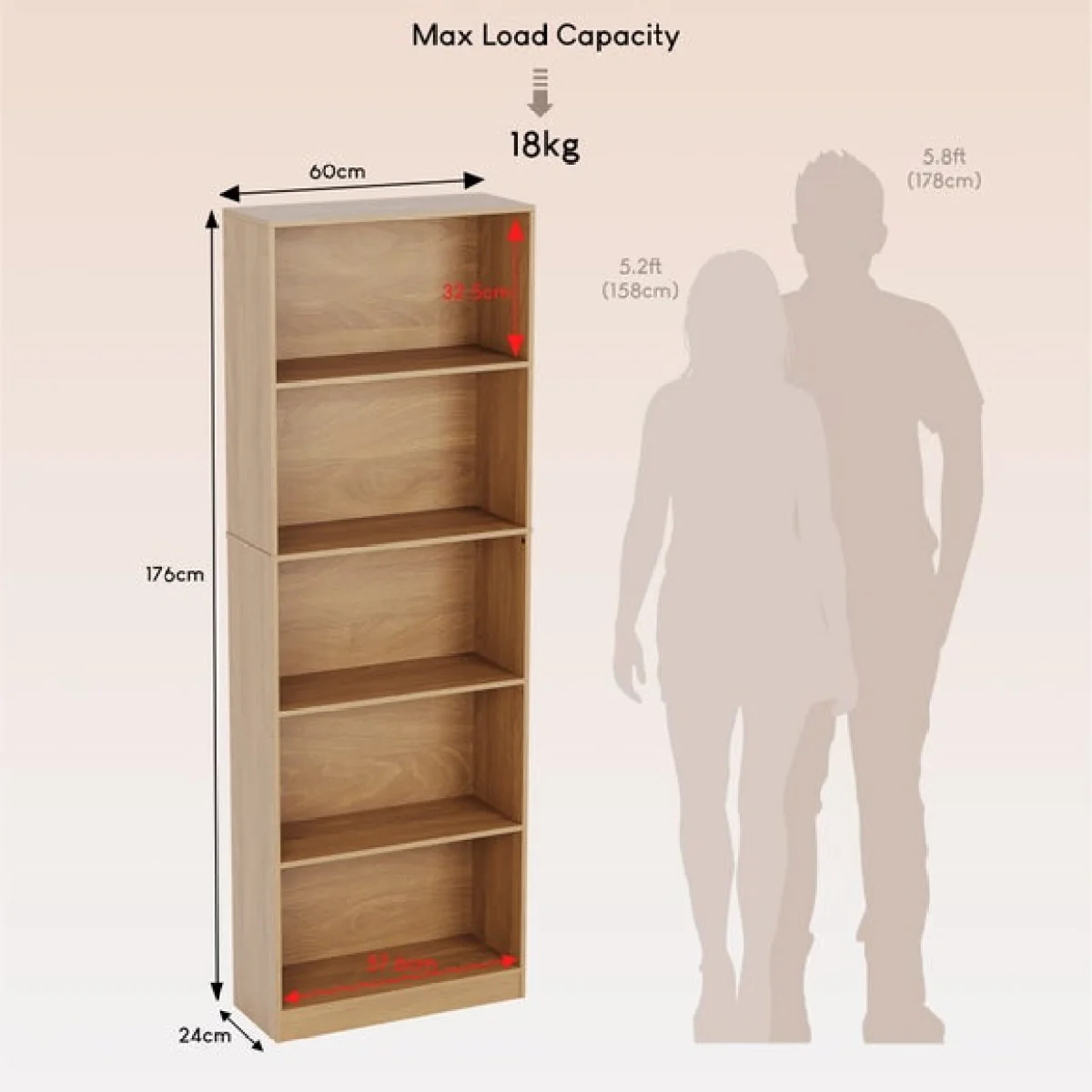 Cambridge 5 Tier Extra Large Bookcase – image 10