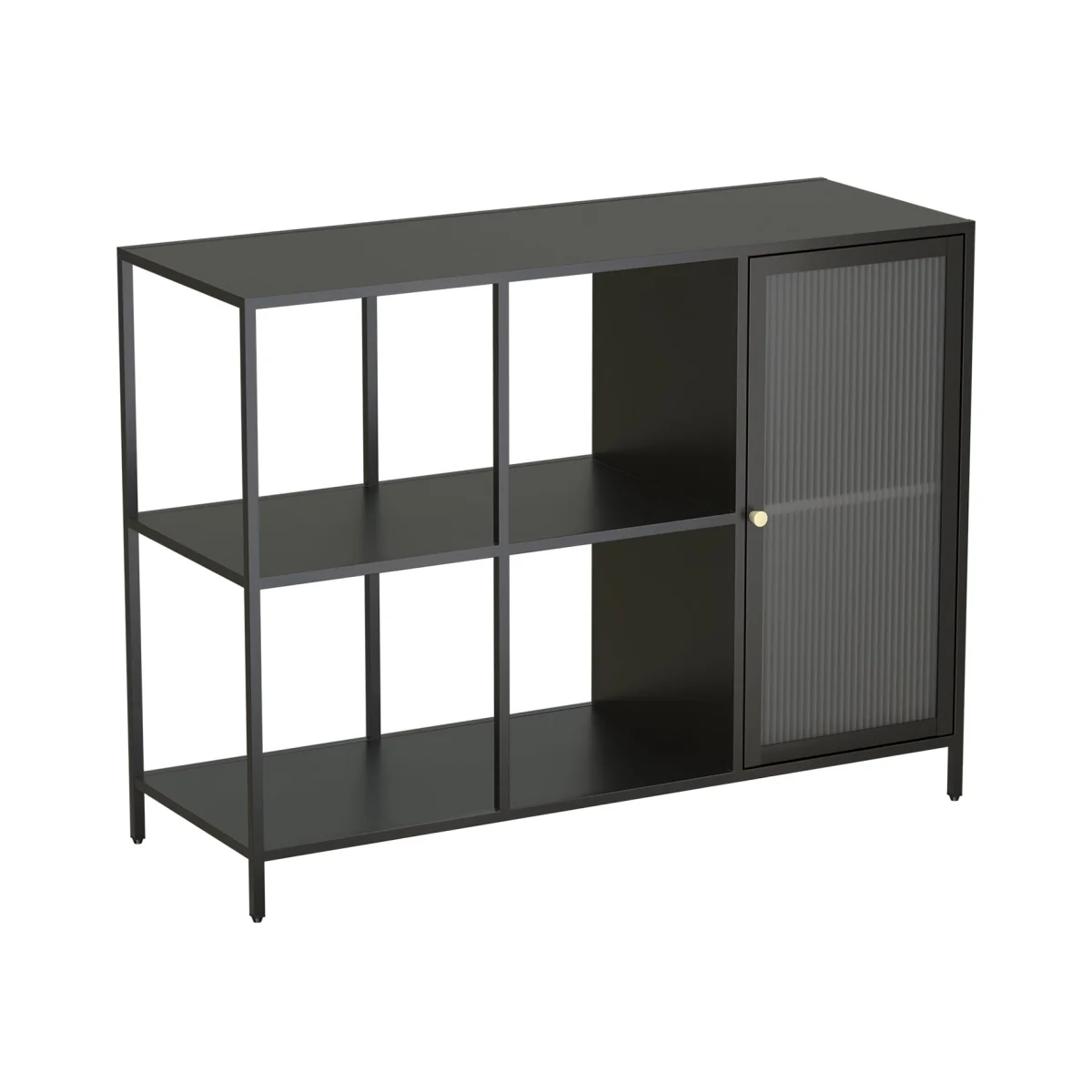 Cullen Rib Door Shelving Unit - Black