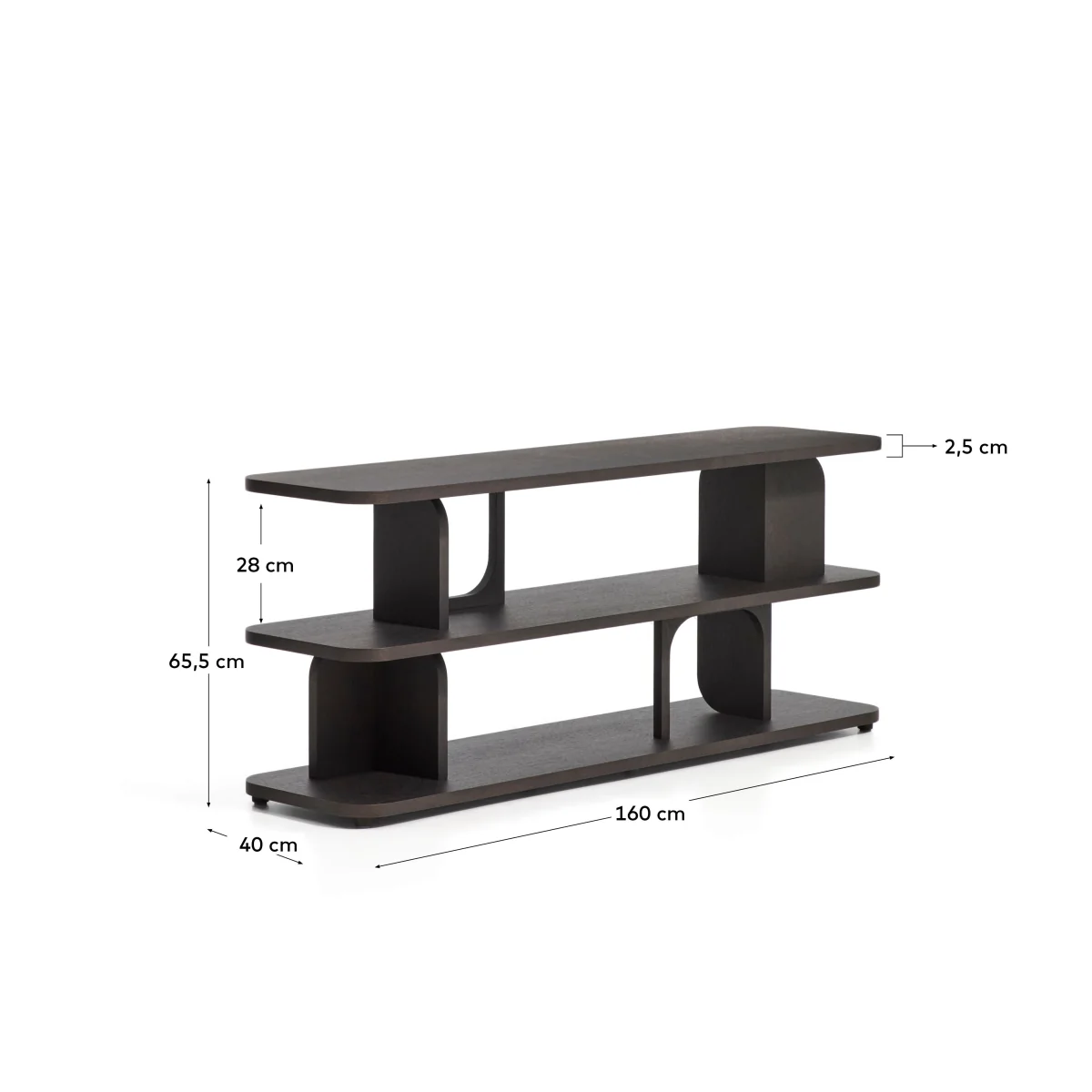 Aduma ebonised finish oak veneer shelving unit FSC 100% 160 x 65 cm – image 11