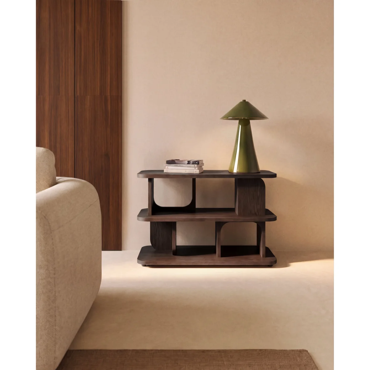 Aduma ebonised-finish oak veneer shelving unit FSC 100% 100 x 65 cm – image 2